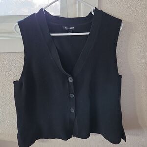 WOMENS FOXCROFT BLACK V-NECK SWEATER VEST BUTTON FRONT SZ 2X